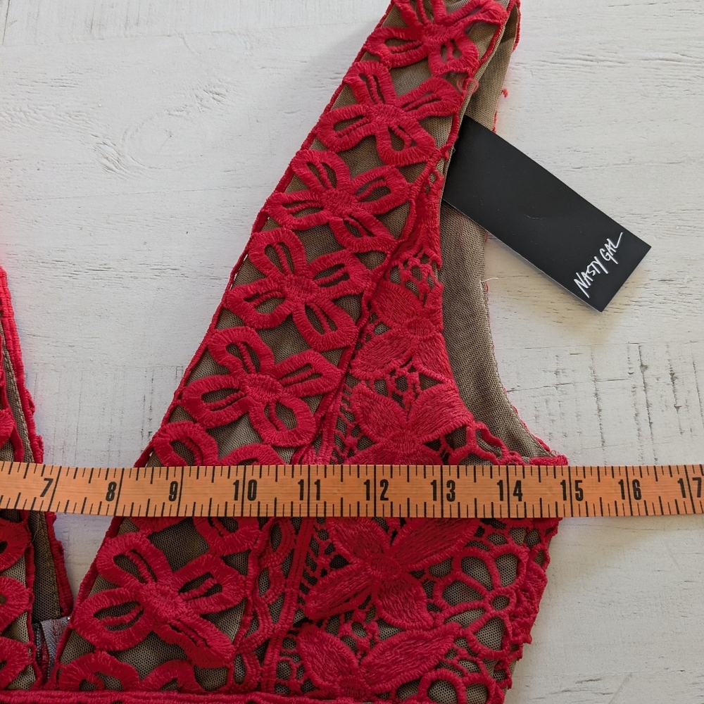 Nasty Gal NWT Isobel Red Crochet Lace Maxi Dress Sz Small Isobel Sheer Boho - Picture 13 of 15